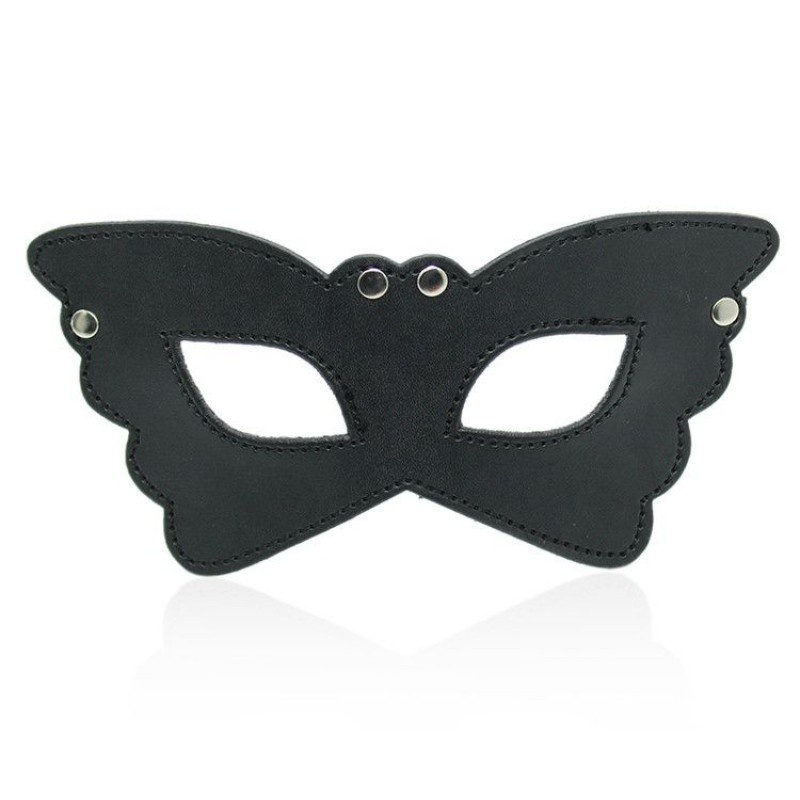 Maska fetyszowa Butterfly Mask – czarna, ze skóry syntetycznej - 1