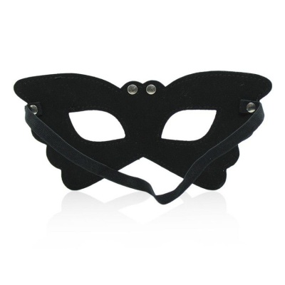 Maska fetyszowa Butterfly Mask – czarna, ze skóry syntetycznej - 1 2