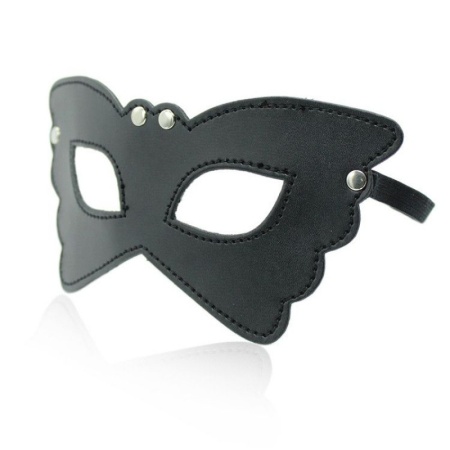 Maska fetyszowa Butterfly Mask – czarna, ze skóry syntetycznej - 3