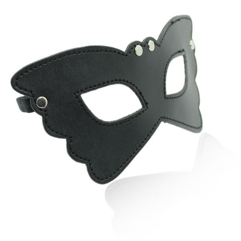 Maska fetyszowa Butterfly Mask – czarna, ze skóry syntetycznej - 4
