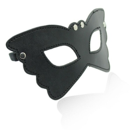 Maska fetyszowa Butterfly Mask – czarna, ze skóry syntetycznej - 4