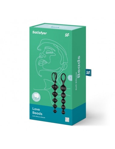 Kulki analne Zestaw - Satisfyer Love Beads (Set Of 2) (Black) - Kulki analne, koraliki analne - 2