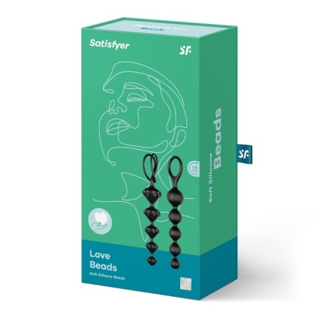 Koraliki analne Love Beads - zestaw 2 szt. z silikonu medycznego, stopniowane średnice 2-3,7 cm, dł. 20,5 cm - 2