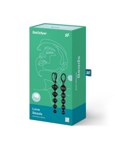 Kulki analne Zestaw - Satisfyer Love Beads (Set Of 2) (Black) - Kulki analne, koraliki analne - 2