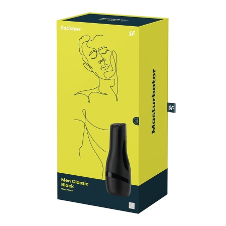 Masturbator Satisfyer Men Classic Czarny - rękaw Cyberskin, regulacja ssania, długość 25,9 cm - 2