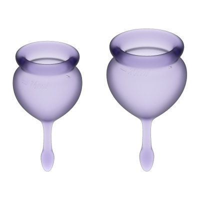 Kubki menstruacyjne Satisfyer Feel Good - zestaw 2 szt., silikon medyczny, pojemność 15 ml i 20 ml - 1 2