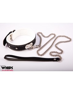 Obroża Damska Ze Smyczą, Biała - Chokery, obroże i smycze - 1