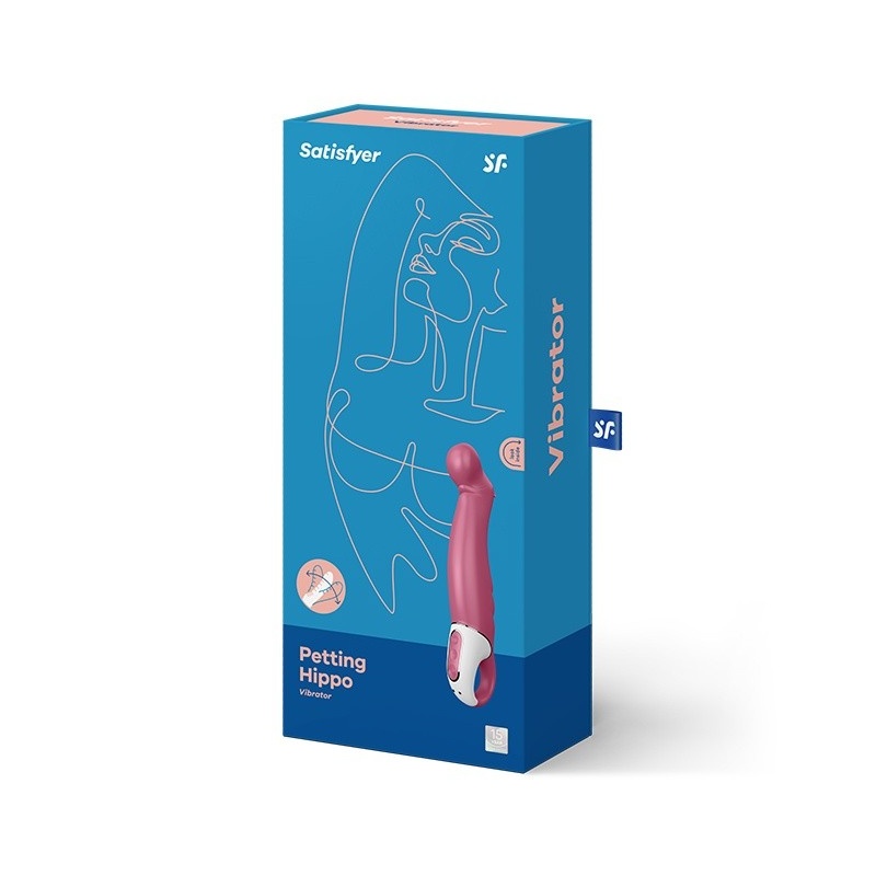 Wibrator Satisfyer Petting Hippo - zakrzywiona głowica do stymulacji punktu G, wodoodporny, 22,9 cm - 2
