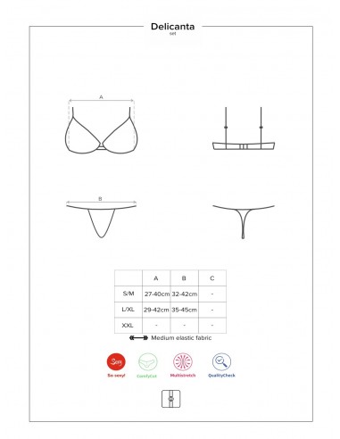 Komplet Bielizny Delicanta 2-Częściowy Miętowy  S/M - Komplety bielizny erotycznej - 7