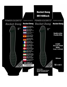 Dildo podwójne Rocket Dong 20 cm black - Dilda podwójne - 1 2