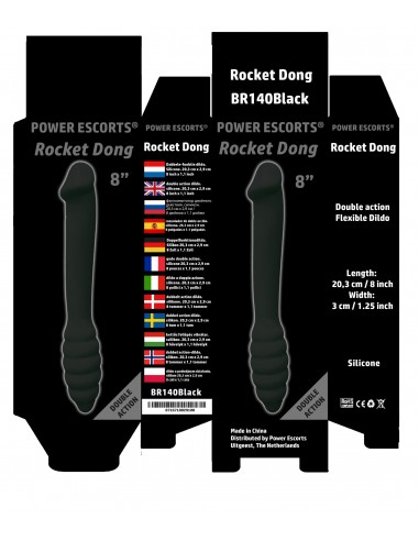 Dildo podwójne Rocket Dong 20 cm black - Dilda podwójne - 2
