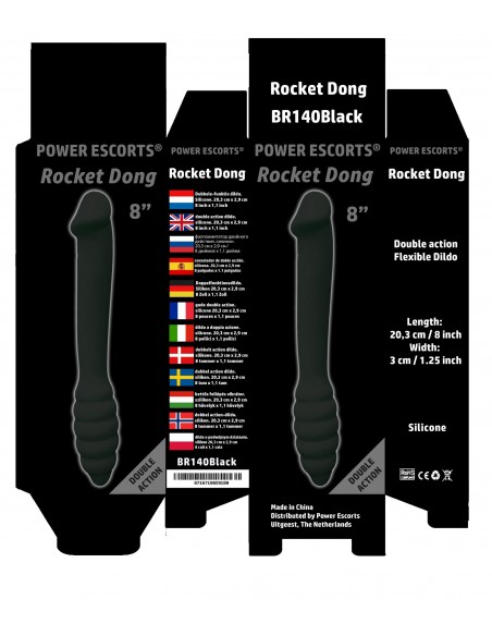 Dildo podwójne Rocket Dong 20 cm black - Dilda podwójne - 2