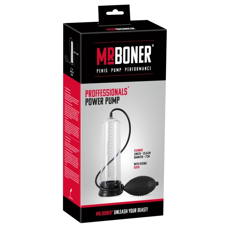 Pompka próżniowa do prącia MB Professionals Power Pump z manualną pompą, zaworem spustowym i skalą pomiarową 25 cm - 2