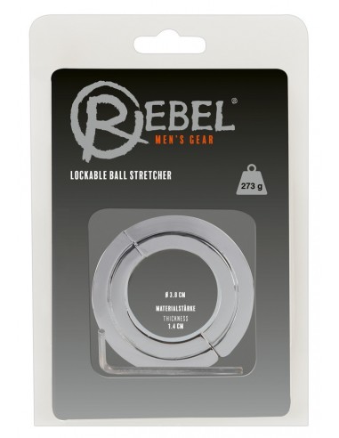 Pierścień erekcyjny Rebel Lockable Ball Stretcher - Pierścienie erekcyjne niewibrujące - 2