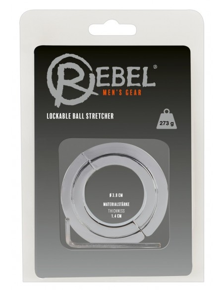 Pierścień erekcyjny Rebel Lockable Ball Stretcher - Pierścienie erekcyjne niewibrujące - 2