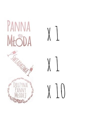 Zestaw 12 ROSE GOLD tatuaży na wieczór panieński - Śmieszne gadżety, prezenty - 1