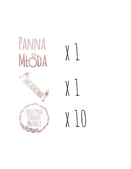 Zestaw 12 ROSE GOLD tatuaży na wieczór panieński - Śmieszne gadżety, prezenty - 1