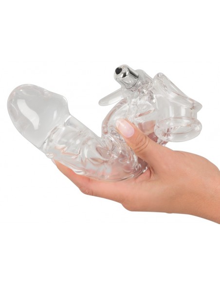 Nakładka Na Penisa Crystal Skin Cockring With On/Off - Przedłużki i nakładki na penisa - 5