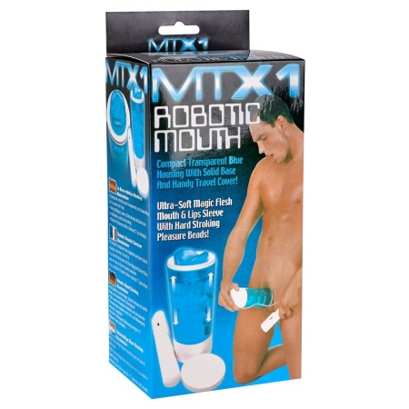 Masturbator ustny Mouth z dwoma pierścieniami koralików, TPE, 21 cm - 2