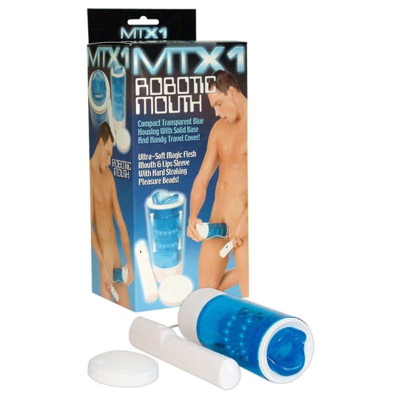 Masturbator ustny Mouth z dwoma pierścieniami koralików, TPE, 21 cm - 7