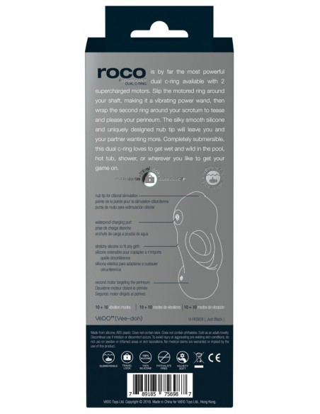 Pierścień na Penisa z wibracją Roco Just Czarny - Pierścienie erekcyjne wibrujące - 5