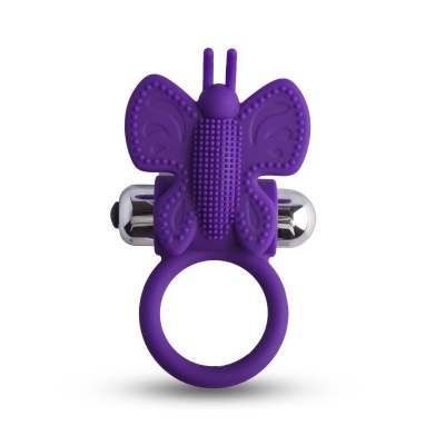 Wibrujący pierścień erekcyjny Butterfly 9,5 cm fioletowy - 1