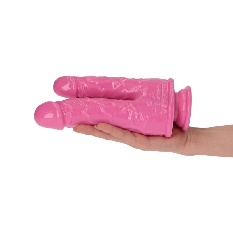 Podwójne dildo Romolo e Remo 18.5 cm – różowe z przyssawką - 8