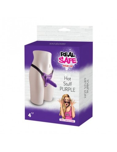 Strapon Hot Stuff Purple - Strap-ony, dilda na pasku bez wibracji - 5