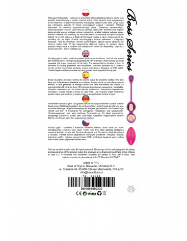 Wibrujące kulki gejszy 32 mm 80 g Pink 10 Funkcji USB Remote Control - Kulki Gejszy i Jajeczka Wibrujące - 5