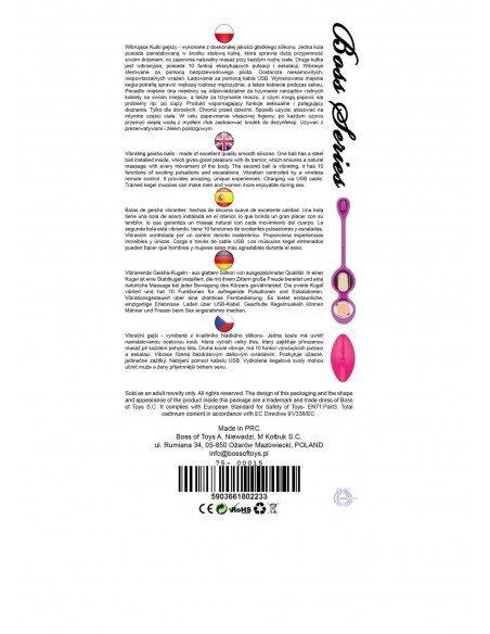 Wibrujące kulki gejszy 32 mm 80 g Pink 10 Funkcji USB Remote Control - Kulki Gejszy i Jajeczka Wibrujące - 5