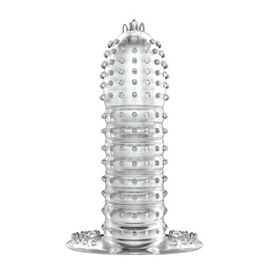Nasada na penisa BI-010045D z wypustkami i karbowaniem – 17 cm - 1