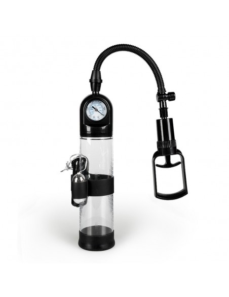 Pompka Erekcyjna Do Penisa Powerpump Master Black/Clear z Wibracjami - Pompki erekcyjne i powiększające penisa - 1