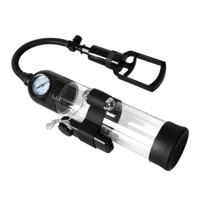 Pompka Erekcyjna Do Penisa Powerpump Master Black/Clear z Wibracjami - 1 2