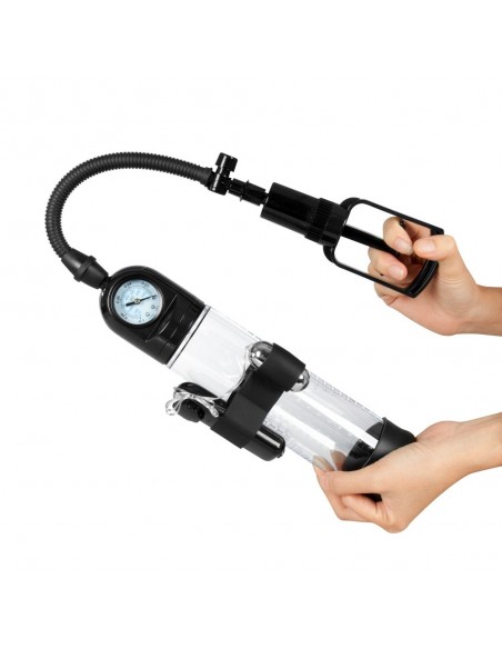 Pompka Erekcyjna Do Penisa Powerpump Master Black/Clear z Wibracjami - Pompki erekcyjne i powiększające penisa - 3