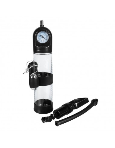 Pompka Erekcyjna Do Penisa Powerpump Master Black/Clear z Wibracjami - Pompki erekcyjne i powiększające penisa - 4