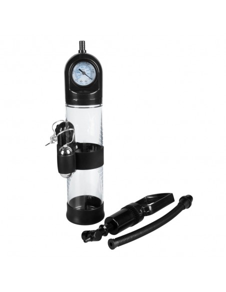 Pompka Erekcyjna Do Penisa Powerpump Master Black/Clear z Wibracjami - Pompki erekcyjne i powiększające penisa - 4