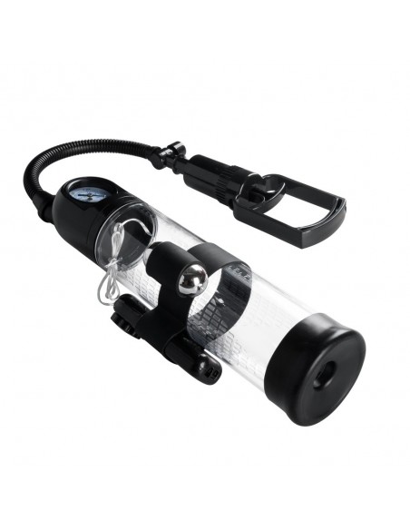 Pompka Erekcyjna Do Penisa Powerpump Master Black/Clear z Wibracjami - Pompki erekcyjne i powiększające penisa - 5