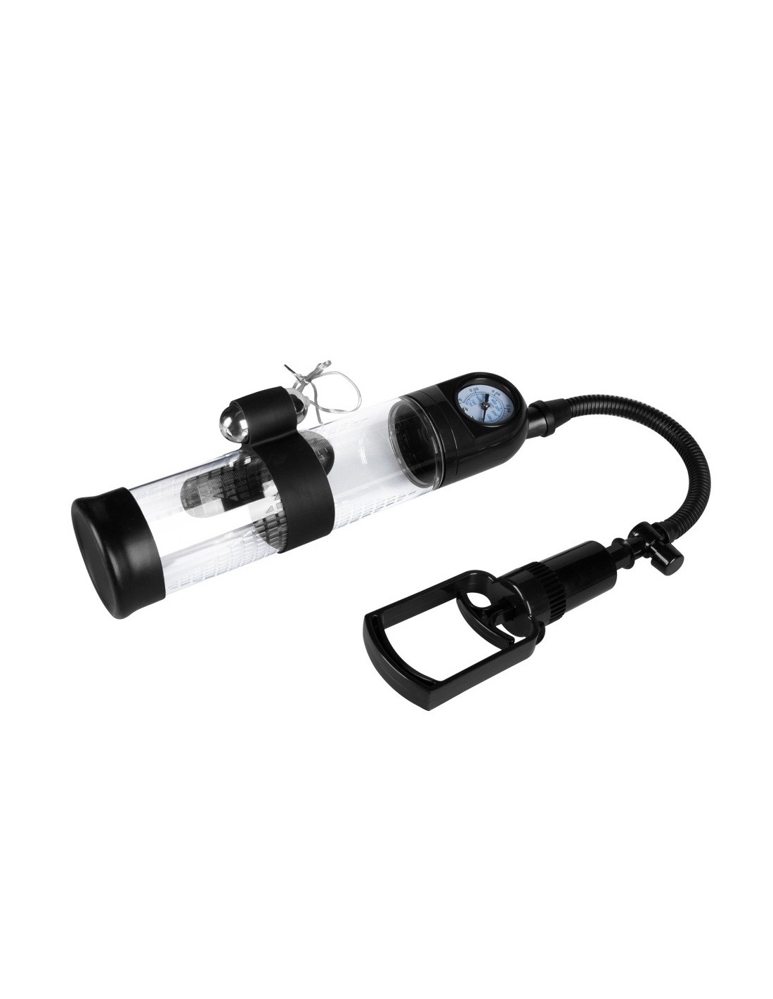 Pompka Erekcyjna Do Penisa Powerpump Master Black&Clear z Wibracjami