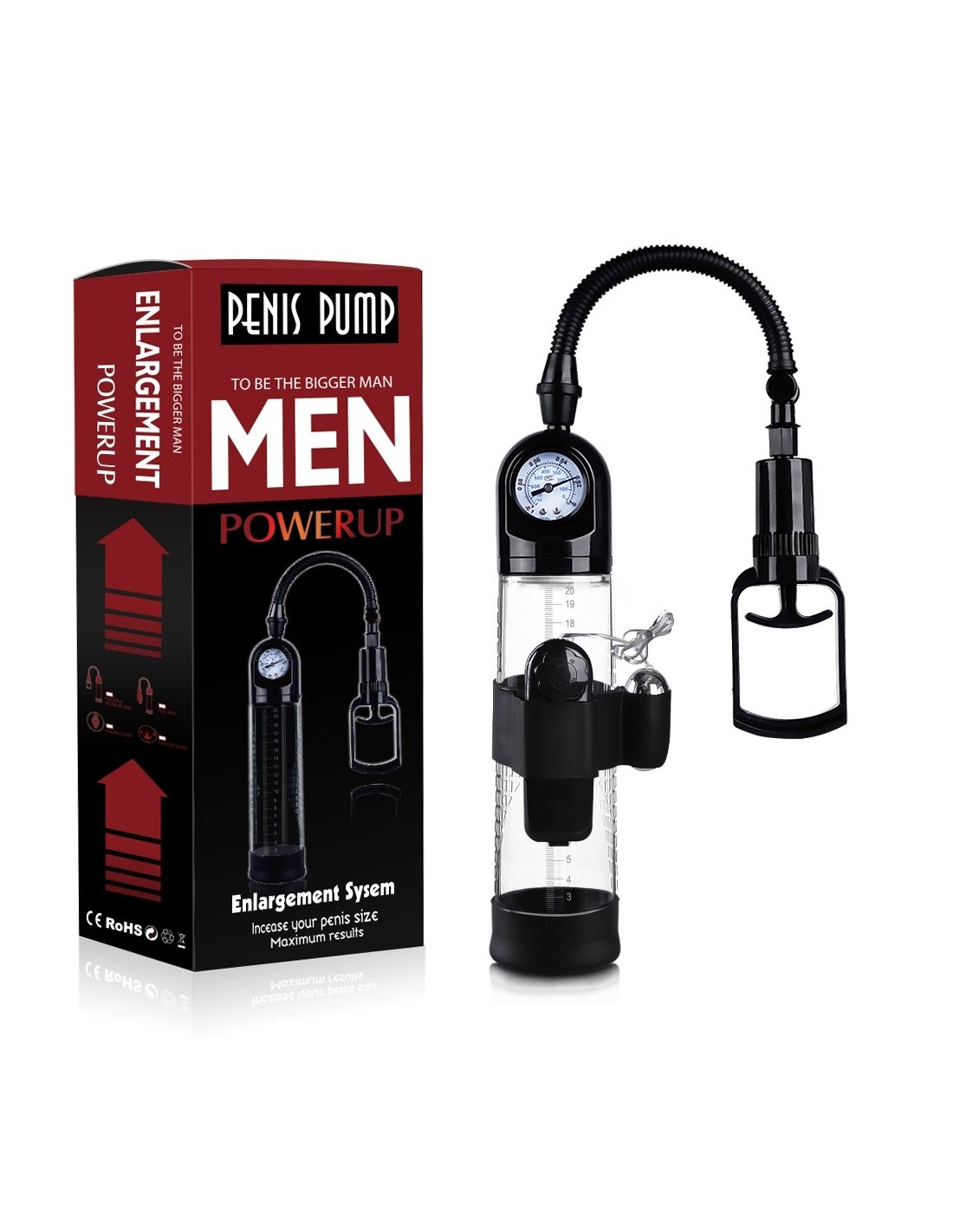 Pompka Erekcyjna Do Penisa Powerpump Master Black&Clear z Wibracjami