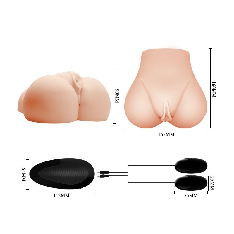 Masturbator BM-009131Z-1 z podwójnym tunelem i wibracją, 16,5 × 16 × 9 cm - 7