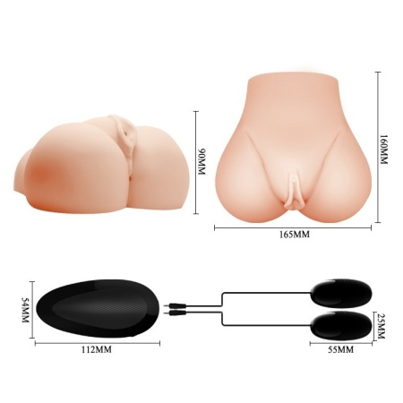Masturbator BM-009131Z-1 z podwójnym tunelem i wibracją, 16,5 × 16 × 9 cm - 7