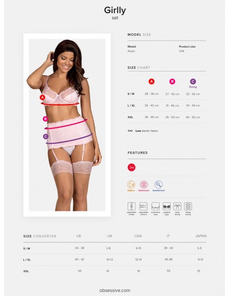 Komplet Bielizny Girlly 3-Częściowy - Komplety bielizny erotycznej - 6