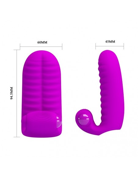 Wibrująca nakładka na palce PRETTY LOVE - Abott Double Finger Vibrator Purple - Nakładki na palce - 5