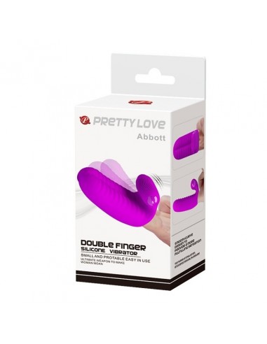 Wibrująca nakładka na palce PRETTY LOVE - Abott Double Finger Vibrator Purple - Nakładki na palce - 7