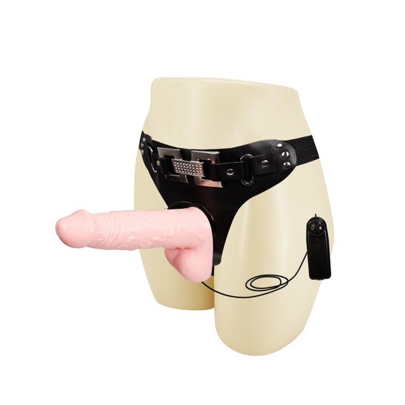 Strap-on Sensual Comfort - regulowany pas, wibrator, dildo 16,5 cm - 1