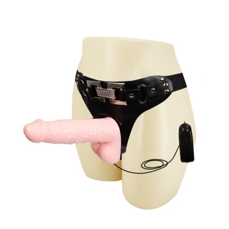 Strap-on Sensual Comfort - regulowany pas, wibrator, dildo 16,5 cm - 1