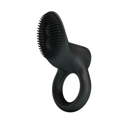 Wibrujący pierścień na penisa Cobra Black z elastycznymi kolcami (5,1 cm długości) - 1