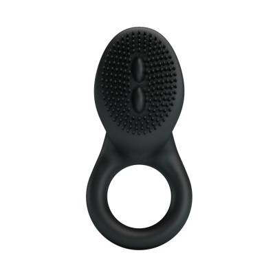Wibrujący pierścień na penisa Cobra Black z elastycznymi kolcami (5,1 cm długości) - 1 2