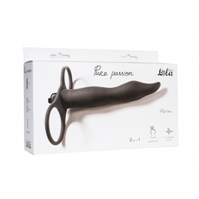 Strap-on Flirtini Black z wibrującym pociskiem 10 trybów, długość robocza 15,4 cm - 1