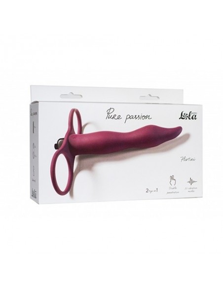 Strapon Z Wibracjami Pure Passion Flirtini Wine Red - Strap-ony, dilda na pasku z wibracją - 1